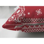 Çift Taraflı Kırmızı Zeminde Etnik Motifler Dijital Baskılı Modern Süet Yastık Kırlent Kılıfı Realhomes