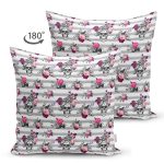 - Suet-K3916-Gorsel-1 - Realhomes Çift Taraflı Kuru Kafa Ve Gül Motifli Özel Tasarım Dijital Baskılı Modern Süet Yastık Kırlent Kılıfı Realhomes