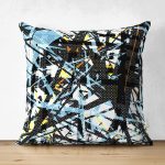 - Suet-K3920-Gorsel - Realhomes Çift Taraflı Renkli Mozaik Desenli Özel Tasarım Dijital Baskılı Modern Süet Yastık Kırlent Kılıfı Realhomes