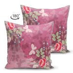 Çift Taraflı Pembe Zeminde Kelebek Desenli Dijital Baskılı Modern Süet Yastık Kırlent Kılıfı Realhomes