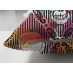 - Suet-K3929-Gorsel-2 - Realhomes Çift Taraflı Renkli Zeminde Kurukafa Motifli Dijital Baskılı Modern Süet Yastık Kırlent Kılıfı Realhomes