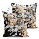 - Suet-K3936-Gorsel-1 - Realhomes Çift Taraflı Kaz Ayağı Zeminde Rengarenk Çiçekler Dijital Baskılı Modern Süet Yastık Kırlent Kılıfı Realhomes