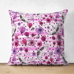 - Suet-K3942-Gorsel - Realhomes Çift Taraflı Leylek Ve Çiçek Desenli Dijital Baskılı Özel Tasarım Modern Süet Yastık Kırlent Kılıfı Realhomes