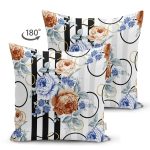 - Suet-K3946-Gorsel-1 - Realhomes Çift Taraflı Geometrik Desenler Üzerinde Çiçek Desenli Özel Tasarım Dijital Baskılı Modern Süet Yastık Kırlent Kılıfı Realhomes