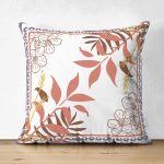 - Suet-K3949-Gorsel - Realhomes Çift Taraflı Çerçeve İçinde Çiçek Ve Yaprak Motifli Özel Tasarım Dijital Baskılı Modern Süet Yastık Kırlent Kılıfı Realhomes