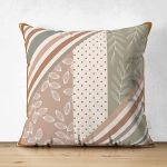 - Suet-K3953-Gorsel - Realhomes Çift Taraflı Yaprak Ve Puanlı Özel Tasarım Dijital Baskılı Modern Süet Yastık Kırlent Kılıfı Realhomes