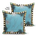 - Suet-K3956-Gorsel-1 - Realhomes Çift Taraflı Mavi Zeminde Zincir Desenli Özel Tasarım Dijital Baskılı Modern Süet Yastık Kırlent Kılıfı Realhomes