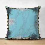 - Suet-K3956-Gorsel - Realhomes Çift Taraflı Mavi Zeminde Zincir Desenli Özel Tasarım Dijital Baskılı Modern Süet Yastık Kırlent Kılıfı Realhomes