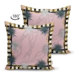 - Suet-K3957-Gorsel-1 - Realhomes Çift Taraflı Pembe Zeminde Zincir Desenli Özel Tasarım Dijital Baskılı Modern Süet Yastık Kırlent Kılıfı Realhomes