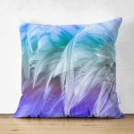 - Suet-K3958-Gorsel - Realhomes Çift Taraflı Tüy Motifli Özel Tasarım Dijital Baskılı Modern Süet Yastık Kırlent Kılıfı Realhomes