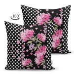 - Suet-K3963-Gorsel-1 - Realhomes Çift Taraflı Puanlı Zeminde Çiçek Motifli Özel Tasarım Dijital Baskılı Modern Süet Yastık Kırlent Kılıfı Realhomes