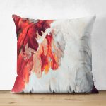 - Suet-K3967-Gorsel - Realhomes Çift Taraflı Kırmızı Duman Yağlı Boya Desenli Özel Tasarım Dijital Baskılı Modern Süet Yastık Kırlent Kılıfı Realhomes