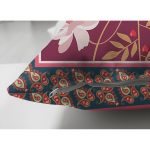 - Suet-K3972-Gorsel-2 - Realhomes Çift Taraflı Kırmızı Zeminli Çiçek Desenli Özel Tasarım Dijital Baskılı Modern Süet Yastık Kırlent Kılıfı Realhomes