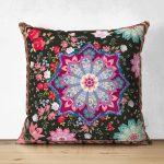 - Suet-K3974-Gorsel - Realhomes Çift Taraflı Çiçek Ve Etnik Desenli Özel Tasarım Dijital Baskılı Modern Süet Yastık Kırlent Kılıfı Realhomes