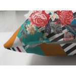 - Suet-K3978-Gorsel-2 - Realhomes Çift Taraflı Geometrik Zeminde Çiçek Desenli Özel Tasarım Dijital Baskılı Modern Süet Yastık Kırlent Kılıfı Realhomes