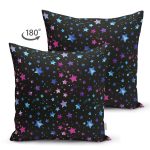 - Suet-K3980-Gorsel-1 - Realhomes Çift Taraflı Siyah Zeminde Pembe Mavi Yıldız Desenli Özel Tasarım Dijital Baskılı Modern Süet Yastık Kırlent Kılıfı Realhomes