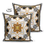 - Suet-K3984-Gorsel-1 - Realhomes Çift Taraflı Siyah Beyaz Zeminde Etnik Desenli Özel Tasarım Dijital Baskılı Modern Süet Yastık Kırlent Kılıfı Realhomes