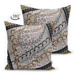 - Suet-K3990-Gorsel-1 - Realhomes Çift Taraflı Leopar Desenli Zeminde Zincir Motifli Özel Tasarım Dijital Baskılı Modern Süet Yastık Kırlent Kılıfı Realhomes