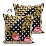 - Suet-K3992-Gorsel-1 - Realhomes Çift Taraflı Puanlı Zeminde Çiçek Ve Zincir Desenli Özel Tasarım Dijital Baskılı Modern Süet Yastık Kırlent Kılıfı Realhomes