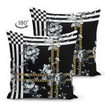 - Suet-K3993-Gorsel-1 - Realhomes Çift Taraflı Çiçek Ve Zincir Özel Tasarım Dijital Baskılı Modern Süet Yastık Kırlent Kılıfı Realhomes