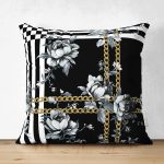 - Suet-K3993-Gorsel - Realhomes Çift Taraflı Çiçek Ve Zincir Özel Tasarım Dijital Baskılı Modern Süet Yastık Kırlent Kılıfı Realhomes