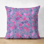 - Suet-K3995-Gorsel - Realhomes Çift Taraflı Gri Zeminde Yaprak Motifli Dijital Baskılı Özel Tasarım Modern Süet Yastık Kırlent Kılıfı Realhomes