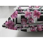 Çift Taraflı Geometrik Şekiller Üzerinde Çiçek Desenli Özel Tasarım Dijital Baskılı Modern Süet Yastık Kırlent Kılıfı Realhomes