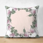 - Suet-K4006-Gorsel - Realhomes Çift Taraflı Çiçek Çerçeve Motifli Özel Tasarım Dijital Baskılı Modern Süet Yastık Kırlent Kılıfı Realhomes