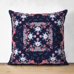 - Suet-K4013-Gorsel - Realhomes Çift Taraflı Lacivert Zeminde Çiçekli Etnik Desenler Özel Tasarım Dijital Baskılı Modern Süet Yastık Kırlent Kılıfı Realhomes