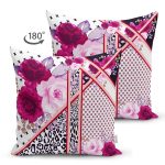 - Suet-K4014-Gorsel-1 - Realhomes Çift Taraflı Leopar Ve Puanlı Zeminde Çiçek Motifli Özel Tasarım Dijital Baskılı Modern Süet Yastık Kırlent Kılıfı Realhomes