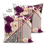 - Suet-K4015-Gorsel-1 - Realhomes Çift Taraflı Leopar Ve Puanlı Zeminde Çiçek Motifli Özel Tasarım Dijital Baskılı Modern Süet Yastık Kırlent Kılıfı Realhomes
