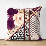 - Suet-K4015-Gorsel - Realhomes Çift Taraflı Leopar Ve Puanlı Zeminde Çiçek Motifli Özel Tasarım Dijital Baskılı Modern Süet Yastık Kırlent Kılıfı Realhomes