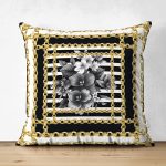 - Suet-K4016-Gorsel - Realhomes Çift Taraflı Altın Zincir Ve Çiçek Desenli Özel Tasarım Dijital Baskılı Modern Süet Yastık Kırlent Kılıfı Realhomes
