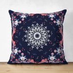 - Suet-K4018-Gorsel - Realhomes Çift Taraflı Lacivert Zeminde Çiçekli Etnik Desenli Özel Tasarım Dijital Baskılı Modern Süet Yastık Kırlent Kılıfı Realhomes