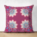 - Suet-K4020-Gorsel - Realhomes Çift Taraflı Etnik Çiçek Motifli Özel Tasarım Dijital Baskılı Modern Süet Yastık Kırlent Kılıfı Realhomes