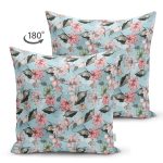 Çift Taraflı Mavi Zeminde Çiçek Motifli Özel Tasarım Dijital Baskılı Modern Süet Yastık Kırlent Kılıfı Realhomes