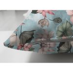 Çift Taraflı Mavi Zeminde Çiçek Motifli Özel Tasarım Dijital Baskılı Modern Süet Yastık Kırlent Kılıfı Realhomes