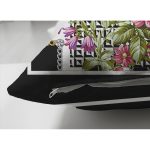 Çift Taraflı Geometrik Zeminli Çiçek Ve Zincir Motifli Özel Tasarım Dijital Baskılı Modern Süet Yastık Kırlent Kılıfı Realhomes