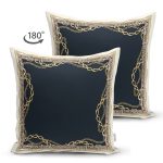 Çift Taraflı Zincir Ve Kemer Desenli Özel Tasarım Dijital Baskılı Modern Süet Yastık Kırlent Kılıfı Realhomes