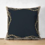 Çift Taraflı Zincir Ve Kemer Desenli Özel Tasarım Dijital Baskılı Modern Süet Yastık Kırlent Kılıfı Realhomes