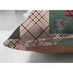 Çift Taraflı Geometrik Zeminde Çiçek Motifli Özel Tasarım Dijital Baskılı Modern Süet Yastık Kırlent Kılıfı Realhomes