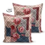 - Suet-K4029-Gorsel-1 - Realhomes Çift Taraflı Geometrik Zeminde Çiçek Desenli Özel Tasarım Dijital Baskılı Modern Süet Yastık Kırlent Kılıfı Realhomes