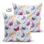 Çift Taraflı Kelebek Ve Tüy Motifli Dijital Baskılı Özel Tasarım Modern Süet Yastık Kırlent Kılıfı Realhomes