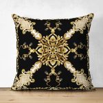 - Suet-K4033-Gorsel - Realhomes Çift Taraflı Altın Desenli Özel Tasarım Dijital Baskılı Modern Süet Yastık Kırlent Kılıfı Realhomes