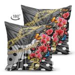 - Suet-K4035-Gorsel-1 - Realhomes Çift Taraflı Altın Zincir Ve Çiçek Desenli Özel Tasarım Dijital Baskılı Modern Süet Yastık Kırlent Kılıfı Realhomes