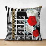 - Suet-K4039-Gorsel - Realhomes Çift Taraflı Altın Zincir Ve Çiçek Desenli Özel Tasarım Dijital Baskılı Modern Süet Yastık Kırlent Kılıfı Realhomes