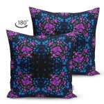 Çift Taraflı Mor Mavi Çiçek Motifli Özel Tasarım Dijital Baskılı Modern Süet Yastık Kırlent Kılıfı Realhomes