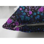 Çift Taraflı Mor Mavi Çiçek Motifli Özel Tasarım Dijital Baskılı Modern Süet Yastık Kırlent Kılıfı Realhomes