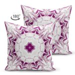 Çift Taraflı Krem Zeminde Mor Desenli Özel Tasarım Dijital Baskılı Modern Süet Yastık Kırlent Kılıfı Realhomes