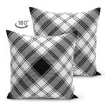 - Suet-K4053-Gorsel-1 - Realhomes Çift Taraflı Siyah Beyaz Ekose Motifli Özel Tasarım Dijital Baskılı Modern Süet Yastık Kırlent Kılıfı Realhomes